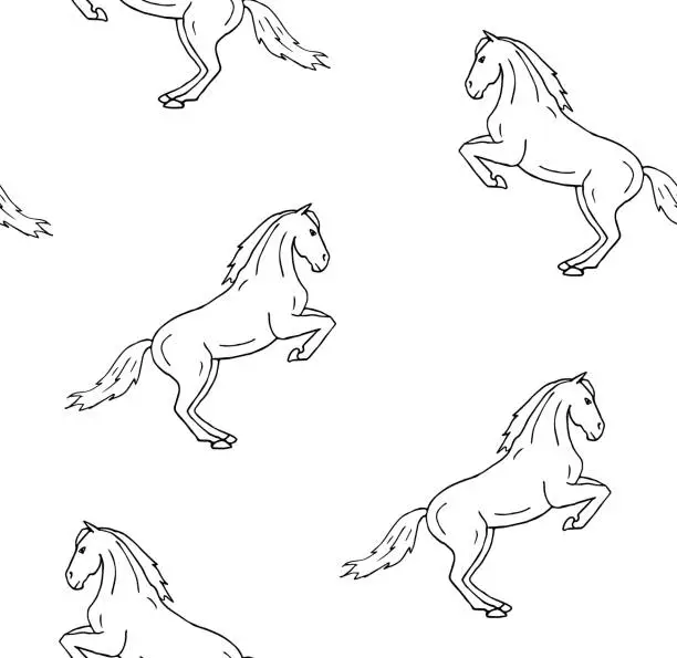 Vector illustration of Vector seamless pattern of hand drawn doodle sketch dressage horse