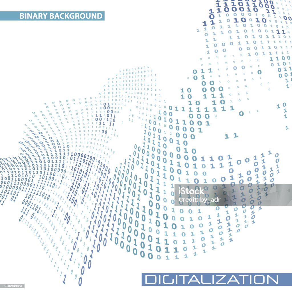 Digitalization Binary Background With Ones And Zeros Digital Vector ...