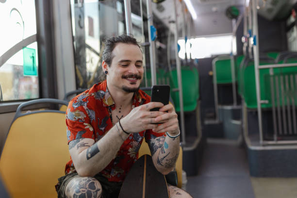 istock Young man relaxing during a bus trip 1514822277