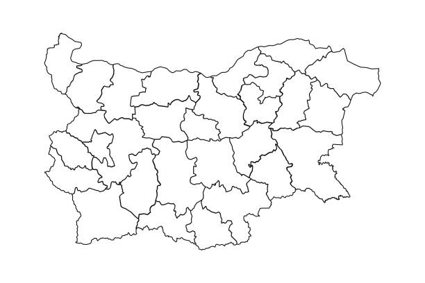 Outline Sketch Map Of Bulgaria With States And Cities Stock Outline Sketch Map Of Bulgaria With States And Cities 