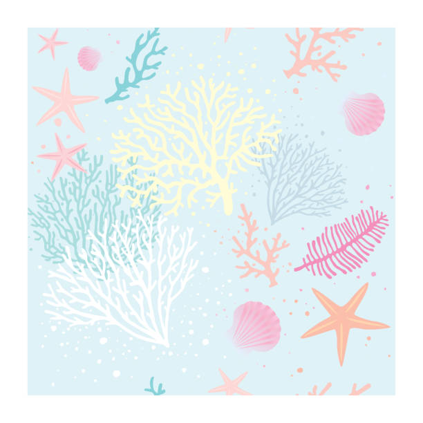 coral seamless pattern vector, coral seamless pattern, coral pattern background, illustration cnidarian stock illustrations