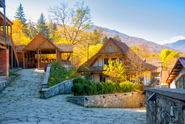 lieu touristique petite suisse à dilijan, arménie - footpath autumn stone old photos et images de collection