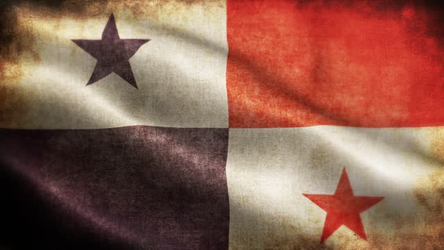 Closeup of grunge Panama waving flag loopable stock video