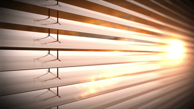 Sunset behind vertical blinds. Loopable CG.
