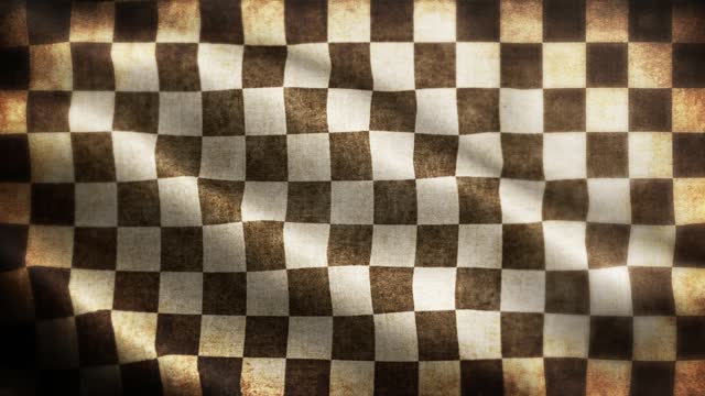 Racing Chequered Flag Flag Waving in Wind Slow Motion Animation . 4K Realistic Fabric Texture Flag Smooth Blowing on a windy day Continuous Seamless Loop Background. stock video