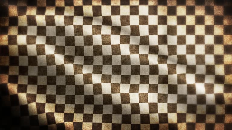 Racing Chequered Flag Flag Waving in Wind Slow Motion Animation . 4K Realistic Fabric Texture Flag Smooth Blowing on a windy day Continuous Seamless Loop Background. stock video