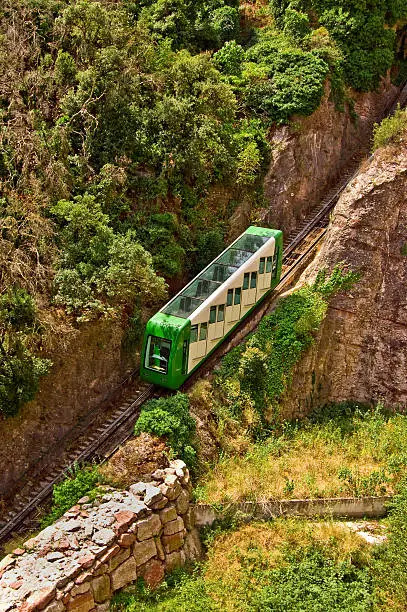 Funicular railway runs up the mountain.