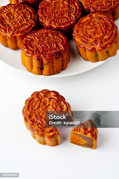 Mooncake With A Section Removed Stock Photo - Download Image Now - Cake, Chinese Culture, Convenience Food