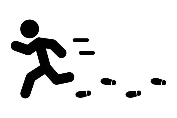 Vector illustration of Runner and footprints isolated vector illustration.