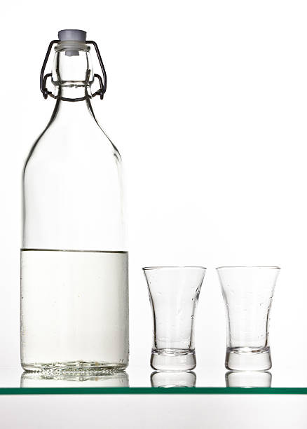 palinka - vodka hard liquor bottle palinka foto e immagini stock