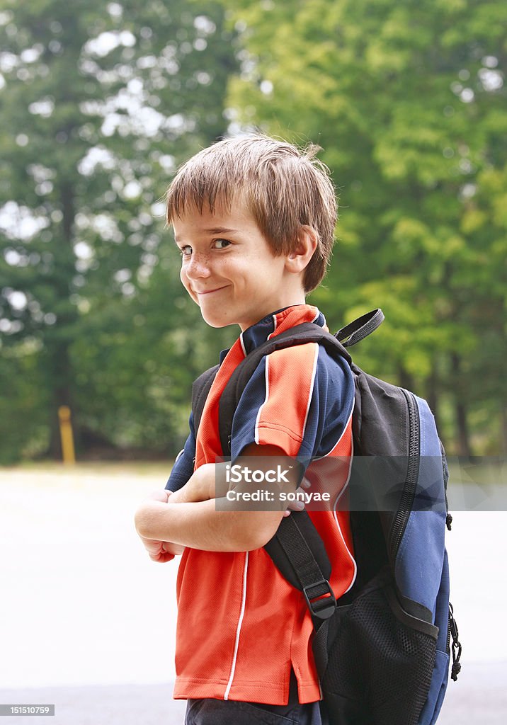 Boy Going to School Little Boy on First Day of School Back to School Stock Photo
