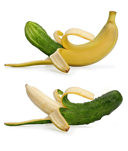 Cucumber and banana stock photo