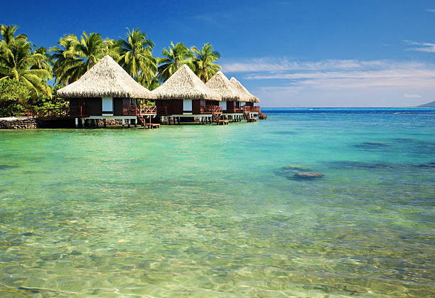 istock Over water bungalows with steps into amazing lagoon 151512749
