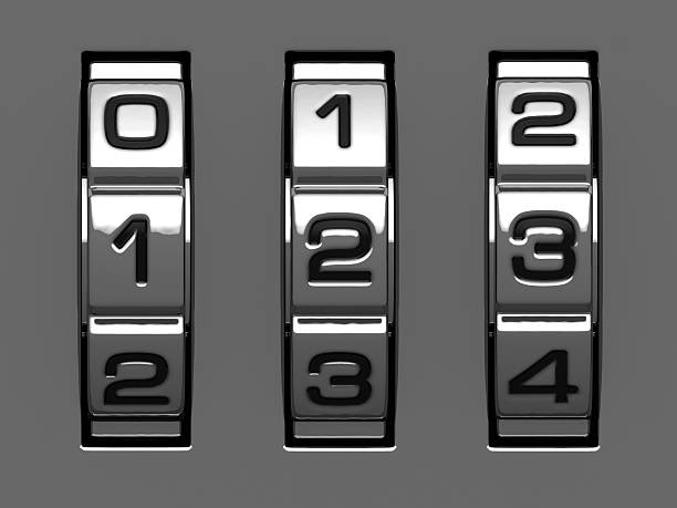 1, 2, 3 цифры от код алфавит - combination lock фотографии стоковые фото и изображения
