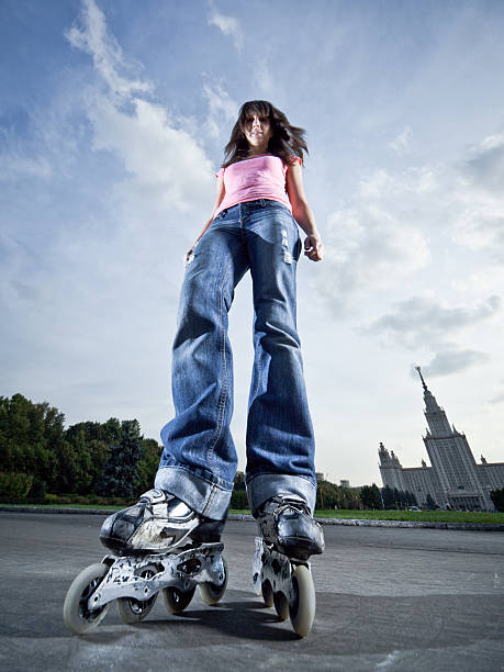 Rollerblading girl stock photo