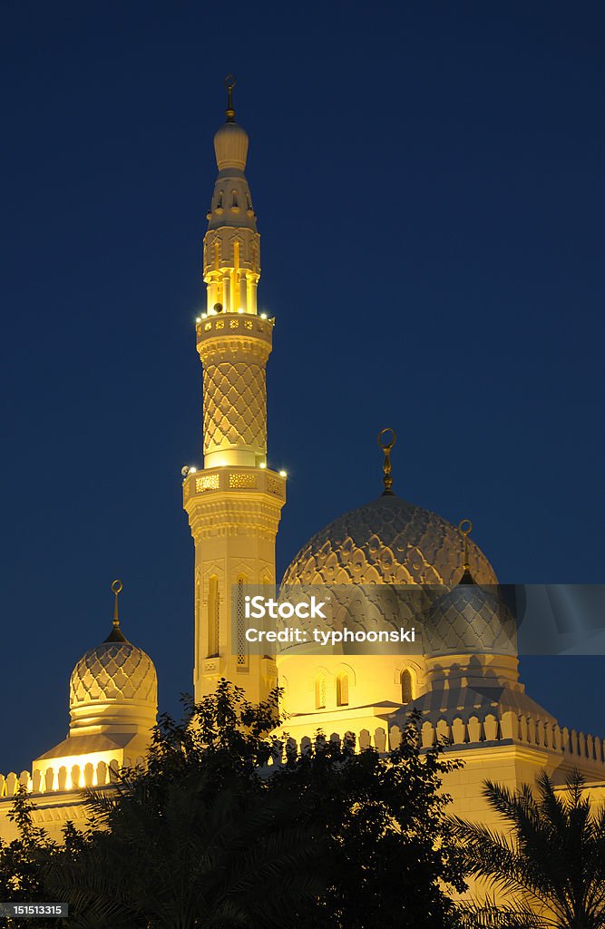 Jumeirah Mosque at night, Dubai Jumeirah Mosque illuminated at night. Dubai, United Arab Emirates Arabia Stock Photo