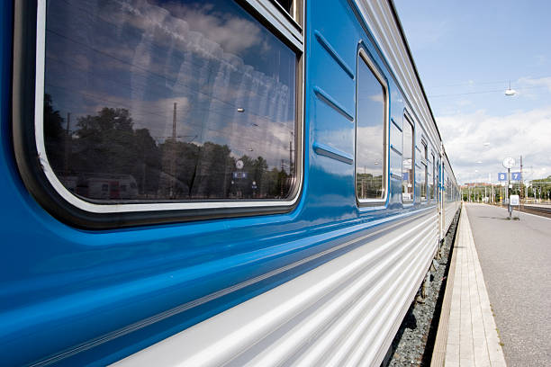 istock Blue train cars 151513319