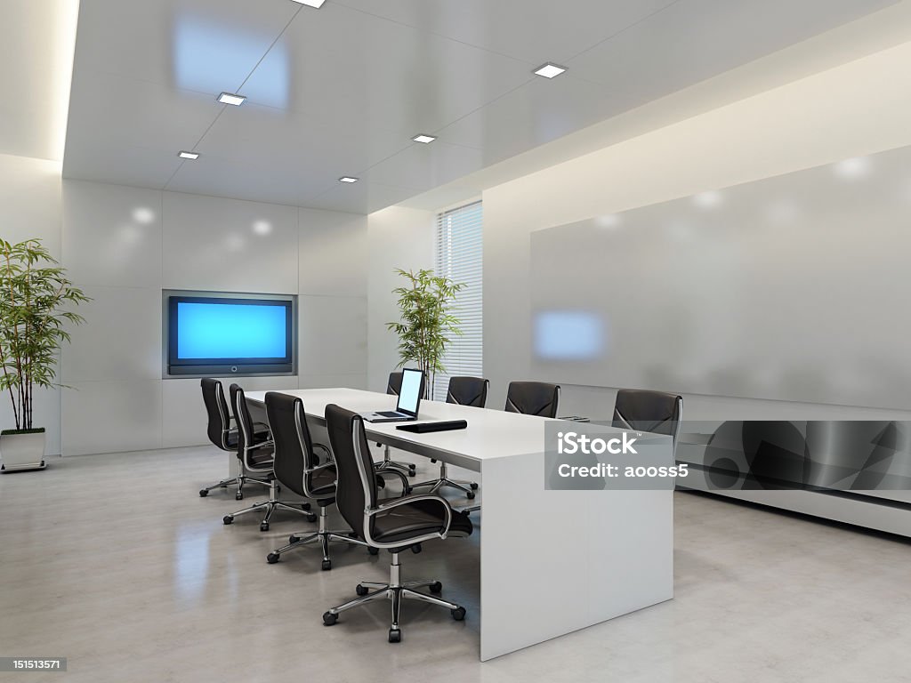 Board Room modern interior of a boardroom in white colour. Meeting Room Stock Photo