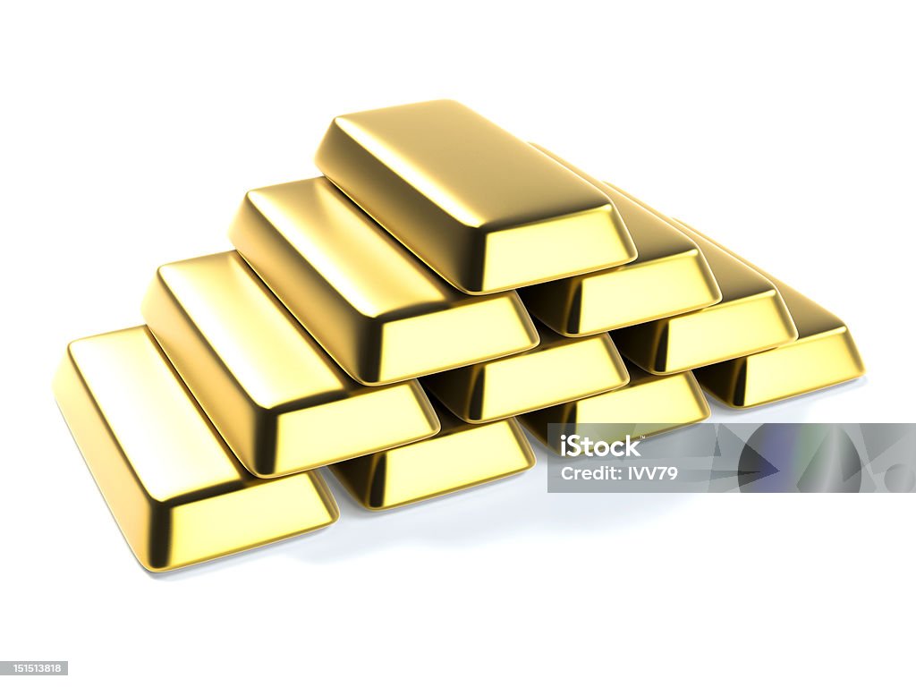 Satin finish gold bullions Satin finish gold bullions isolated on white background Cut Out Stock Photo