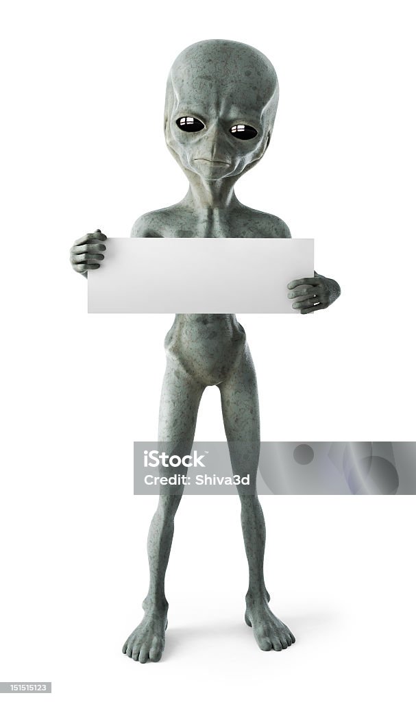 Extraterrestre avec un panneau vierge - Photo de Extraterrestre libre de droits