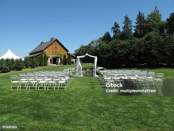 Perfect Outdoor Wedding Scene Stock Photo - Download Image Now - Wedding, Barn, Outdoors