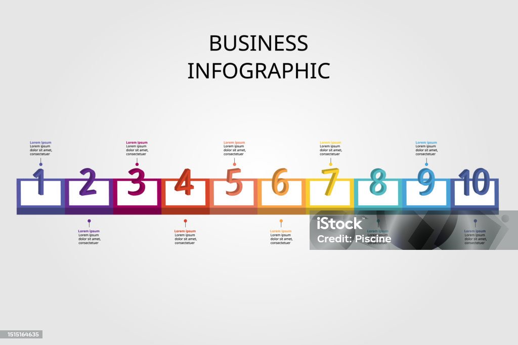 Square Chart Template For Infographic For Presentation For 10 Element