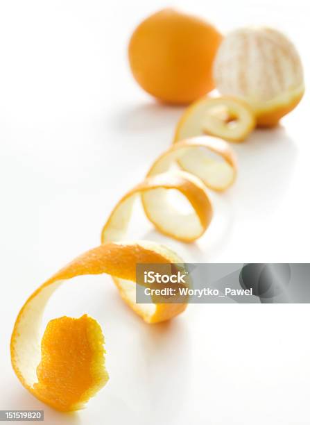 Spiral Orange Peel Stock Photo - Download Image Now - Backgrounds, Colors, No People