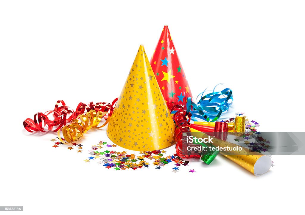 Festa bonés, Confete e fitas - Foto de stock de Língua-de-sogra royalty-free
