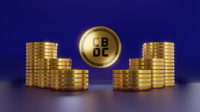 New digital currency CBDC as  future of money, Convenience, speed, and security,game-changer for global commerce,coin rotate on electric circuit and digital background.3d rendering.