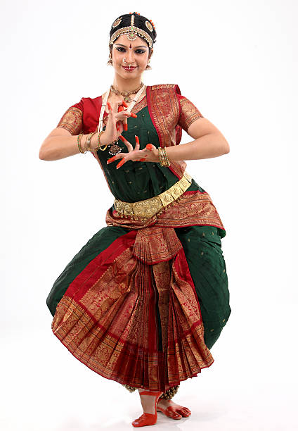 Lady performing bharatanatyam dance stock photo