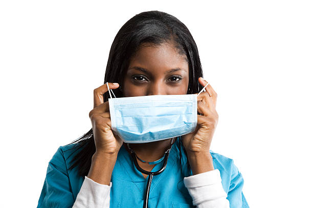 Young Ethiopian with breathing mask