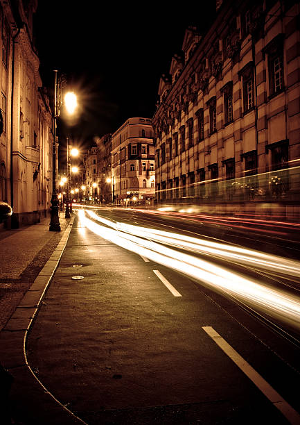 istock Road traffic at night in Prague 151523809