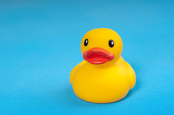 istock yellow rubber duck on blue background water 151524139