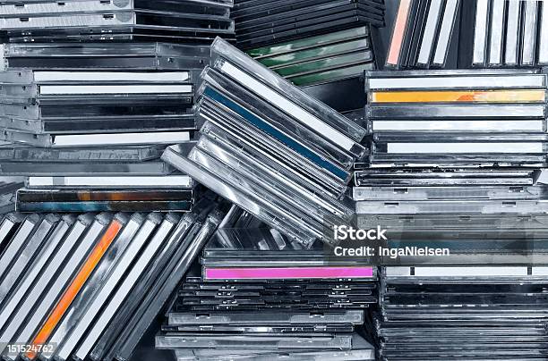 Cds In Shelf Stock Photo - Download Image Now - Compact Disc, Music, Stack