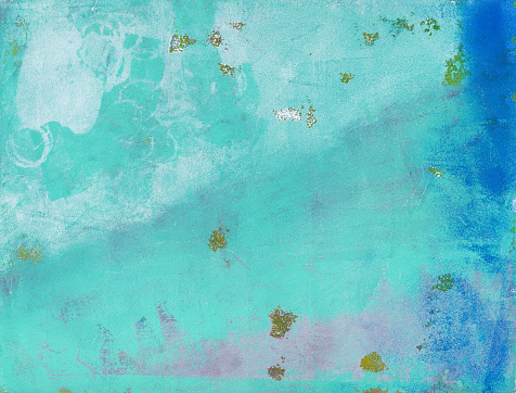 Hand painted background made with acrylic paints and colors of turquoise and blues.