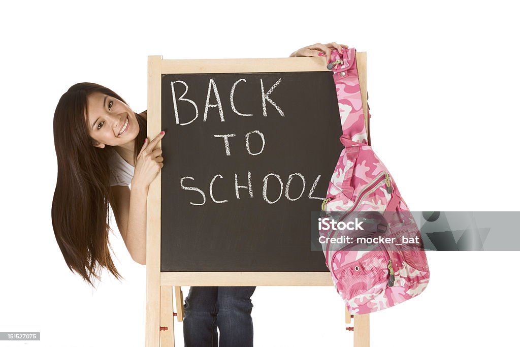 Обратно в школу Азиатская студентка, blackboard - Стоковые фото 16-17 лет роялти-фри