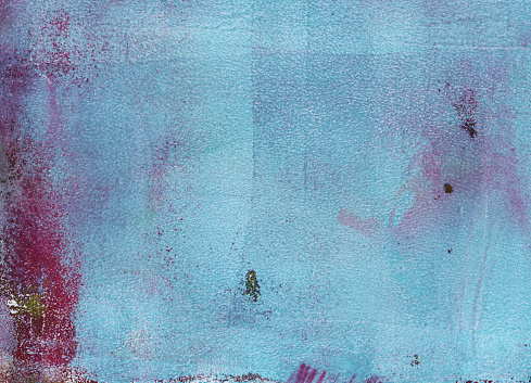Light turquoise blue background with red colors hand painted with textures.