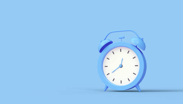 istock Minimalistic 3d illustration of an alarm clock on a blue background 1515286066