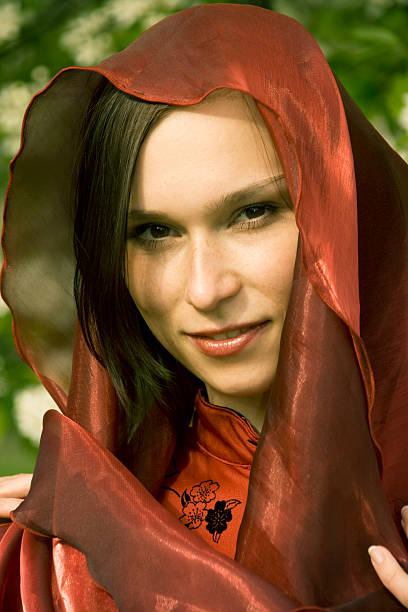 woman in kerchief stock photo