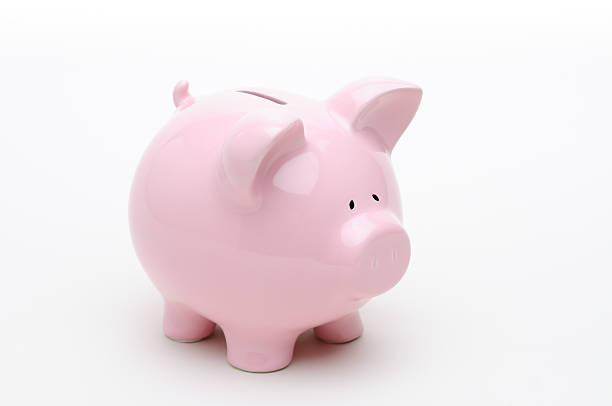 istock Pink piggy bank with white background 151528762