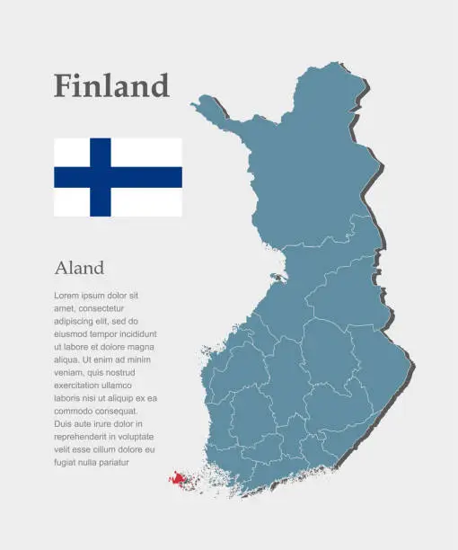 Vector illustration of Vector map Finland, region Aland