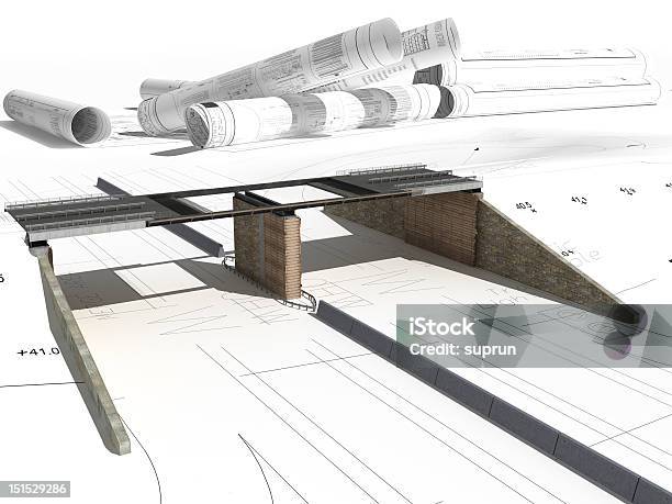 Highway Construction Stock Photo - Download Image Now - Bridge - Built Structure, Plan - Document, Road