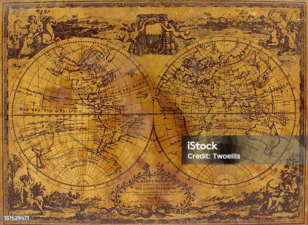 Antique Map Stock Photo - Download Image Now - Map, Old, World Map
