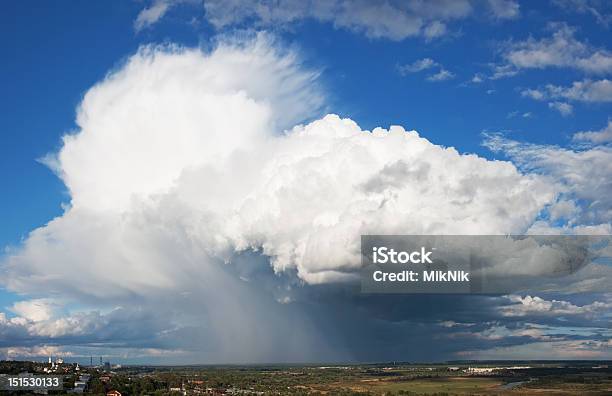 The Big Storm Cloud Above City Stock Photo - Download Image Now - Abstract, Aerial View, Awe