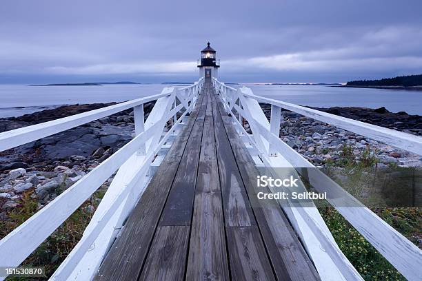Port Clyde Marshall Point Lighthouse At Dusk Maine Usa Stock Photo - Download Image Now