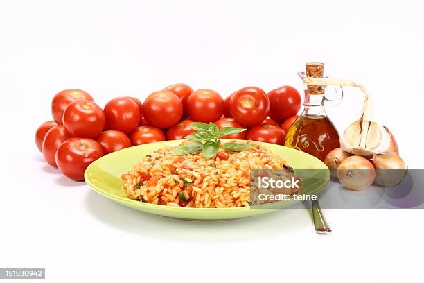 Risotto Con Pomodori - Fotografie stock e altre immagini di Riso - Alimento di base - Riso - Alimento di base, Risotto, Aglio - Alliacee