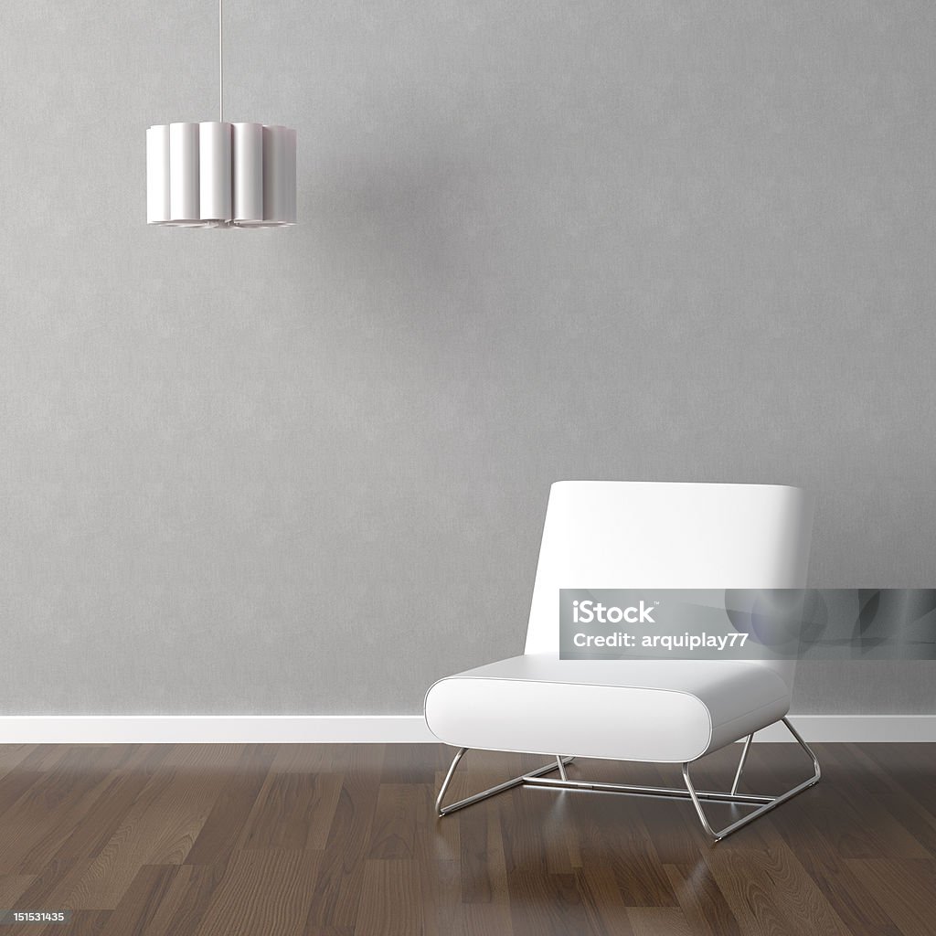 Cadeira branca e lâmpada de parede cinza - Royalty-free Arquitetura Foto de stock