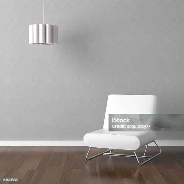 Cadeira Branca E Lâmpada De Parede Cinza - Fotografias de stock e mais imagens de Arquitetura - Arquitetura, Assento, Aço