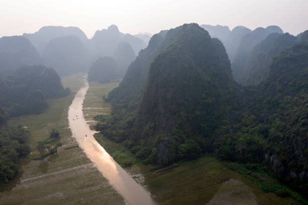 Rice field and river in NinhBinh, Vietnam