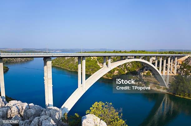 Ponte E Fiume Krka In Croazia - Fotografie stock e altre immagini di Acqua - Acqua, Ambientazione esterna, Architettura